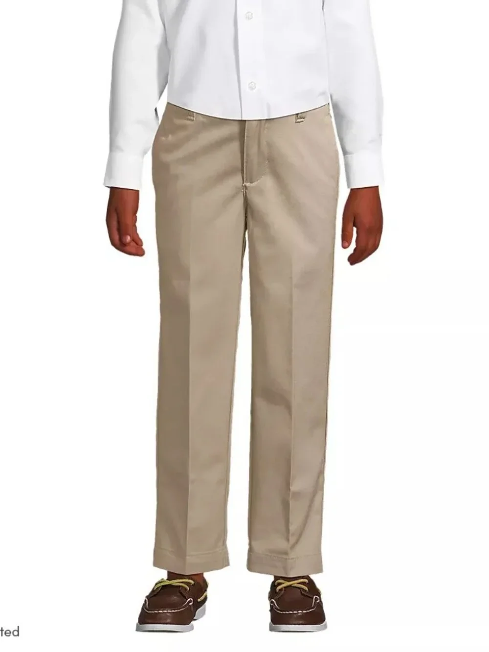 Lands' End Unhemmed School Uniform Boys Iron Knee Plain Front Pants, NWT